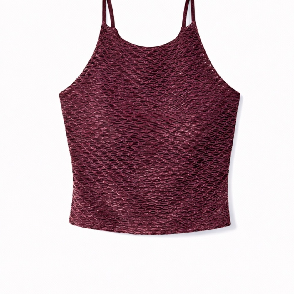 Elegant Burgundy Textured Women's Crop Top - Picture 2 of 4